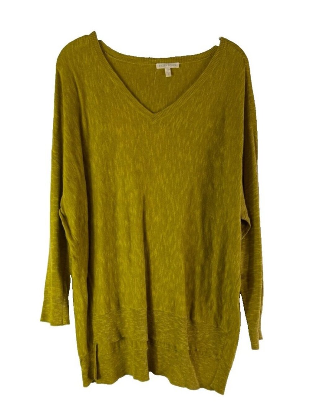 Eileen Fisher Linen Knit Shirt Top Hi Low Oversized Coastal